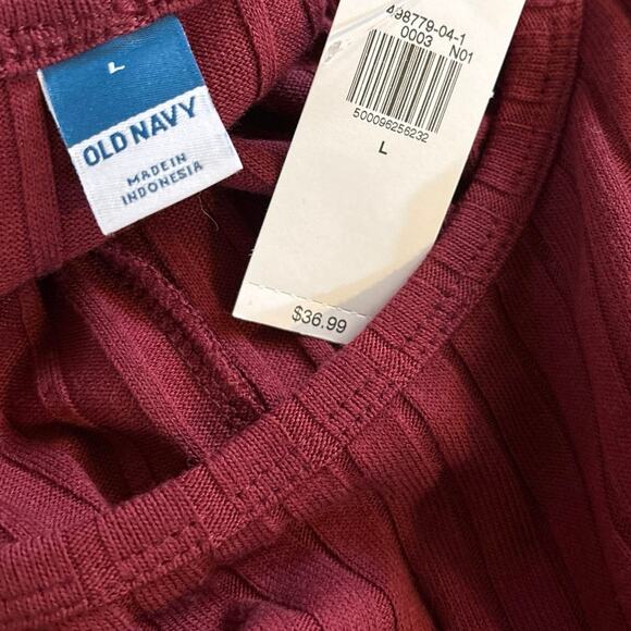 NEW Old Navy Size L Ballet Knit Mini Dress Ribbed Long Sleeves Wine Country - Picture 3 of 4